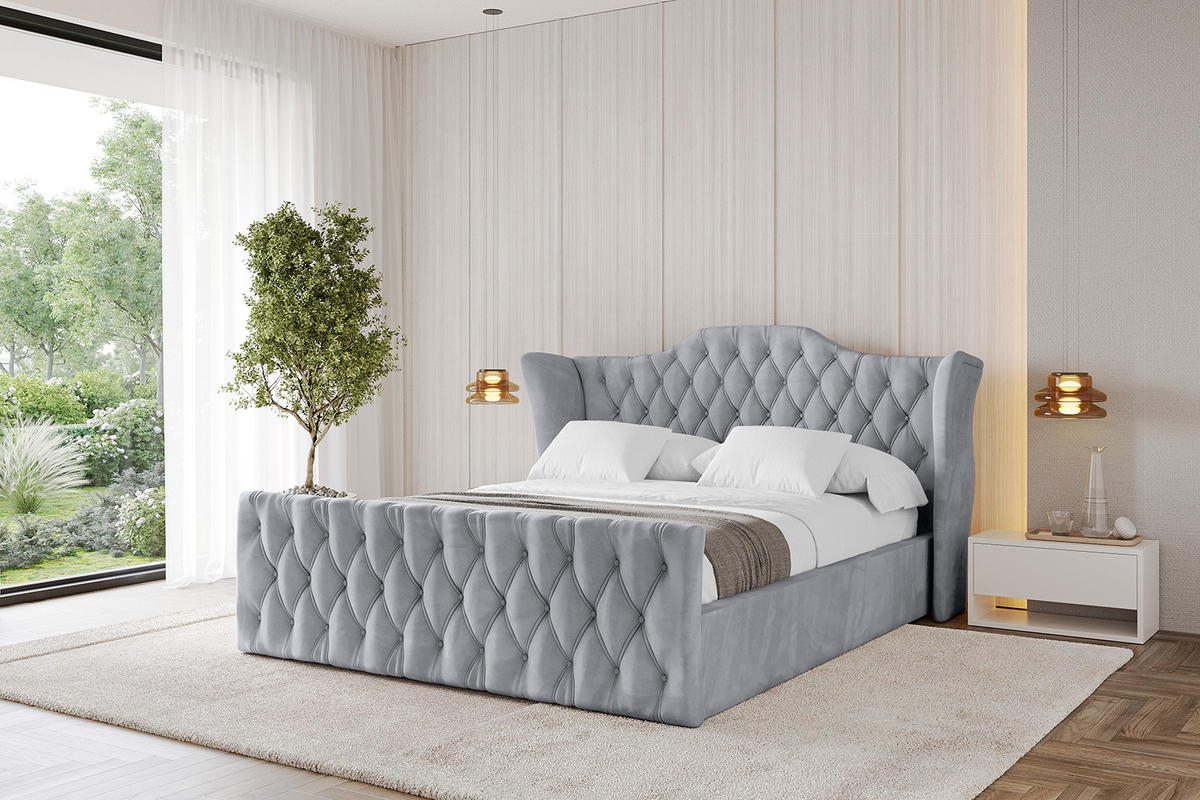 POLSTERBETT mit Bettkasten, Fußteil und Lattenrost, Boxbett ohne Matratze - ZORAN-Z 180x200 Hellgrau - Hellgrau, Holzwerkstoff/Textil (180/200cm) - ALTDECOR