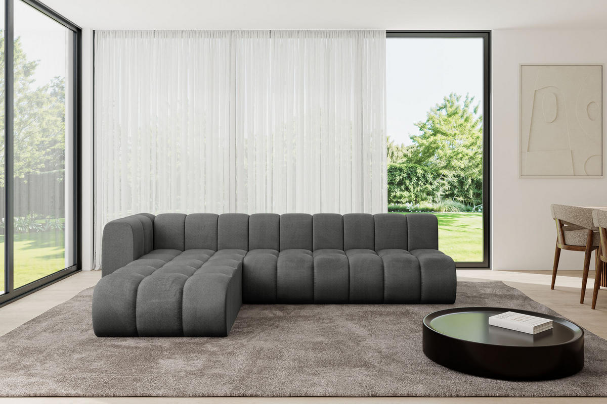 ECKSOFA modulares Sofa Darnel-L2 - 296x177x70 cm Dunkelgrau - Dunkelgrau, Holzwerkstoff/Textil (296/177cm) - ALTDECOR