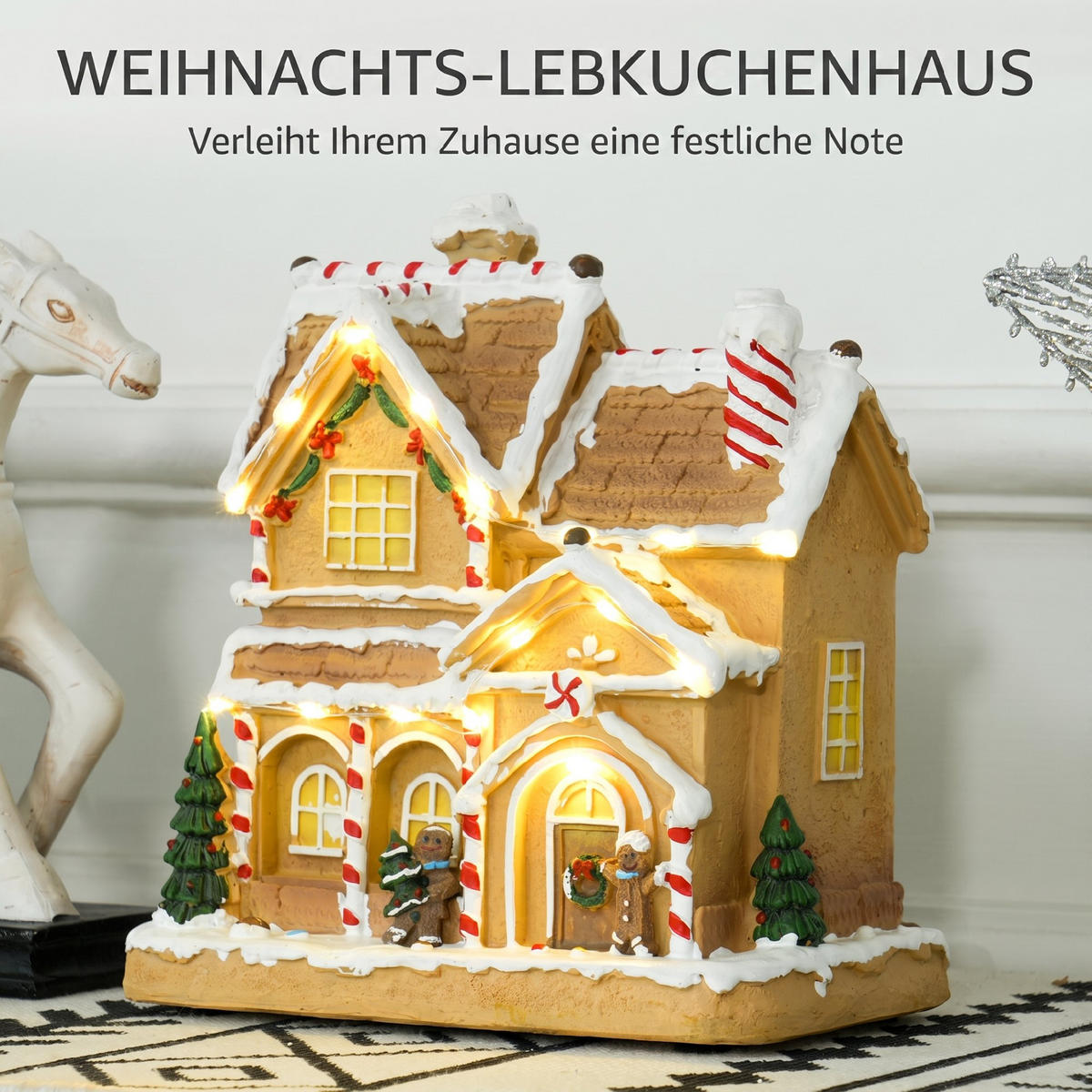 WEIHNACHTSDORF Resin Braun - Braun, Kunststoff (12.5/22.5/21.5cm) - HOMCOM