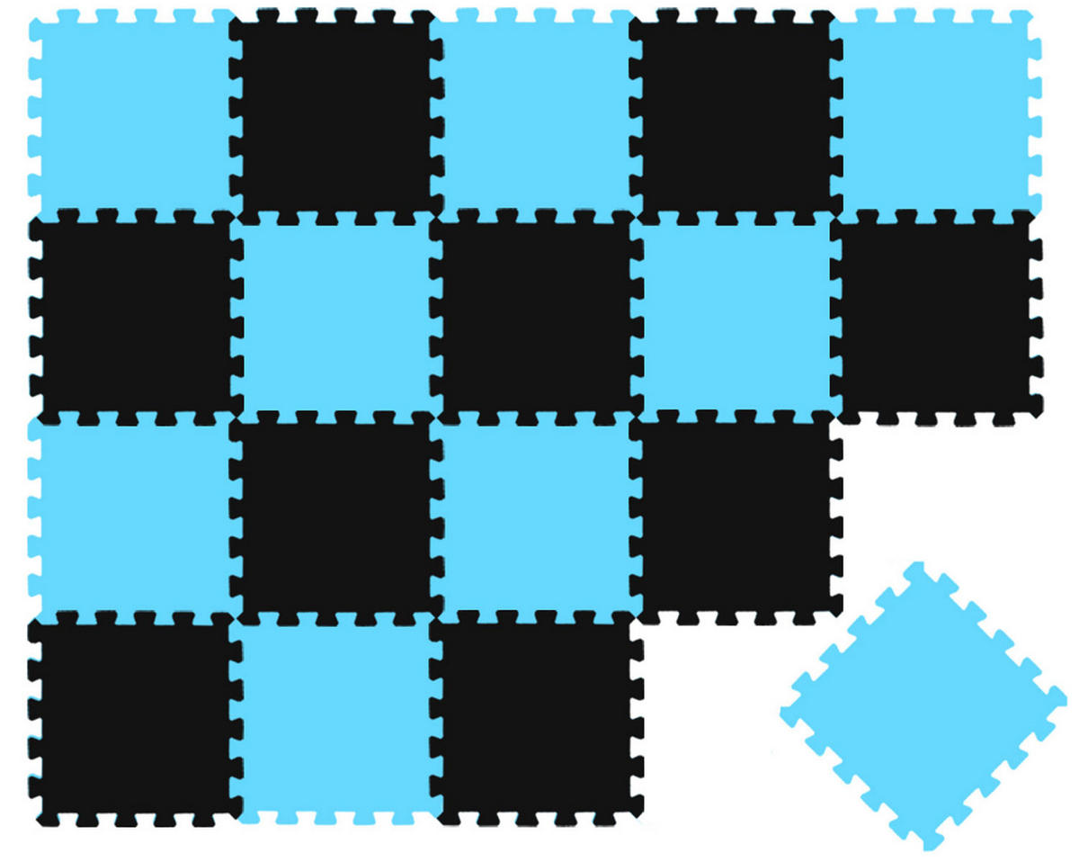 SPIELMATTE ab Null - 180/90 cm Puzzlematte Schwarz - Multicolor, Kunststoff (30/30cm) - Littletom