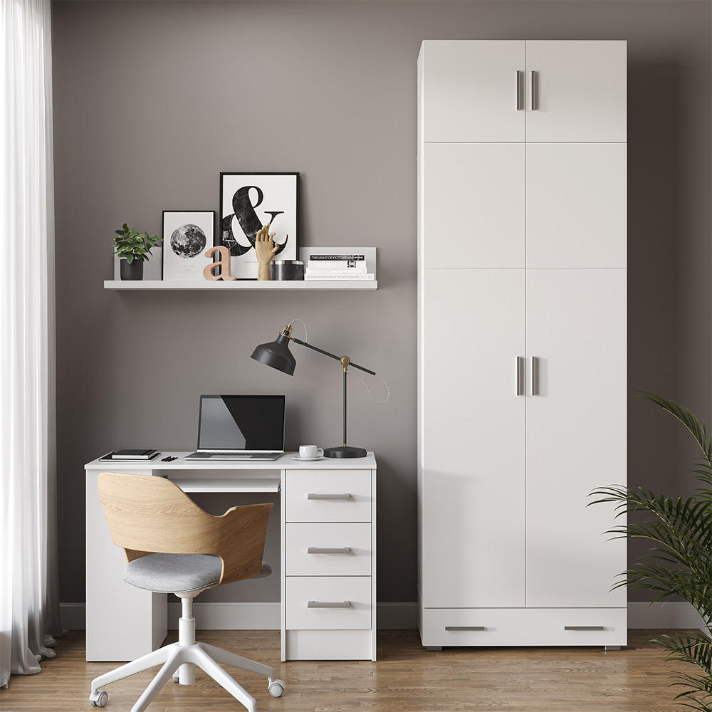 AKTENSCHRANK Frank Weiß 80 x 182.4 cm mit Schrankaufsatz und Schublade - Weiß, Holzwerkstoff (80/182.4/37cm) - Vicco