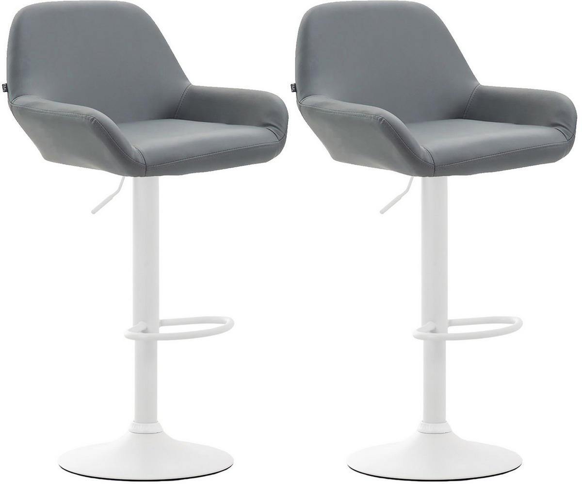 BARHOCKER 2er Set Prag Kunstleder weiß grau - Weiß/Grau, Kunststoff/Metall (51/109/52cm) - TPFLiving