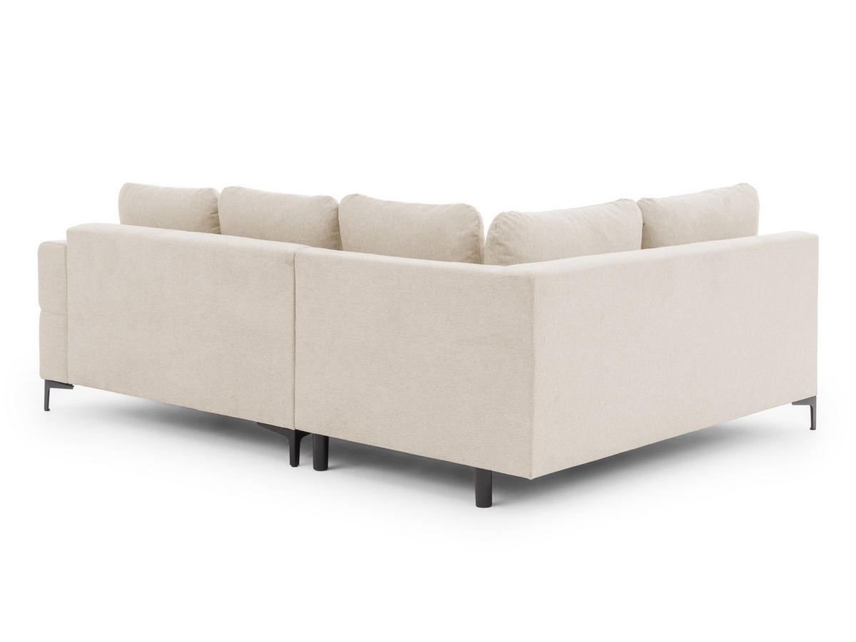ECKSOFA Cardea in Bubble-Optik aus weichem Hellbeige Strukturstoff mit hohem Sitzkomfort - Ottomane links - Beige/Schwarz, Holz/Textil (170/230cm) - S-Style Möbel