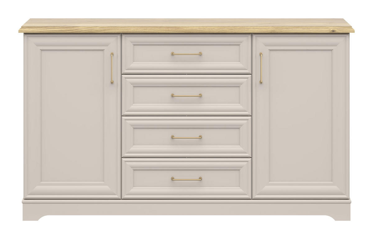 SIDEBOARD Anga Kaschmir / Mauvella Eiche 154 / 44 / 89,5cm - Goldfarben/Braun, Holzwerkstoff/Metall (154/90/44cm) - Feldmann-Wohnen