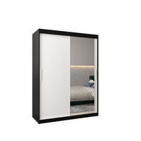 SCHWEBETÜRENSCHRANK 200/150/62 2-türig - Silberfarben/Schwarz, Holz/Kunststoff (150/200/62cm) - Abiks Möbel