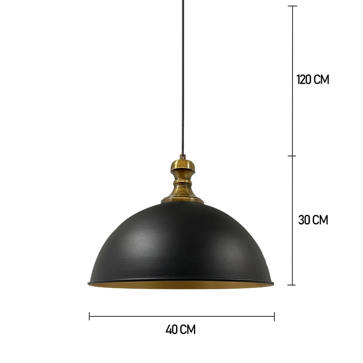 PENDELLEUCHTE Globara - Schwarz, Metall (40/40/30cm) - Bamyum