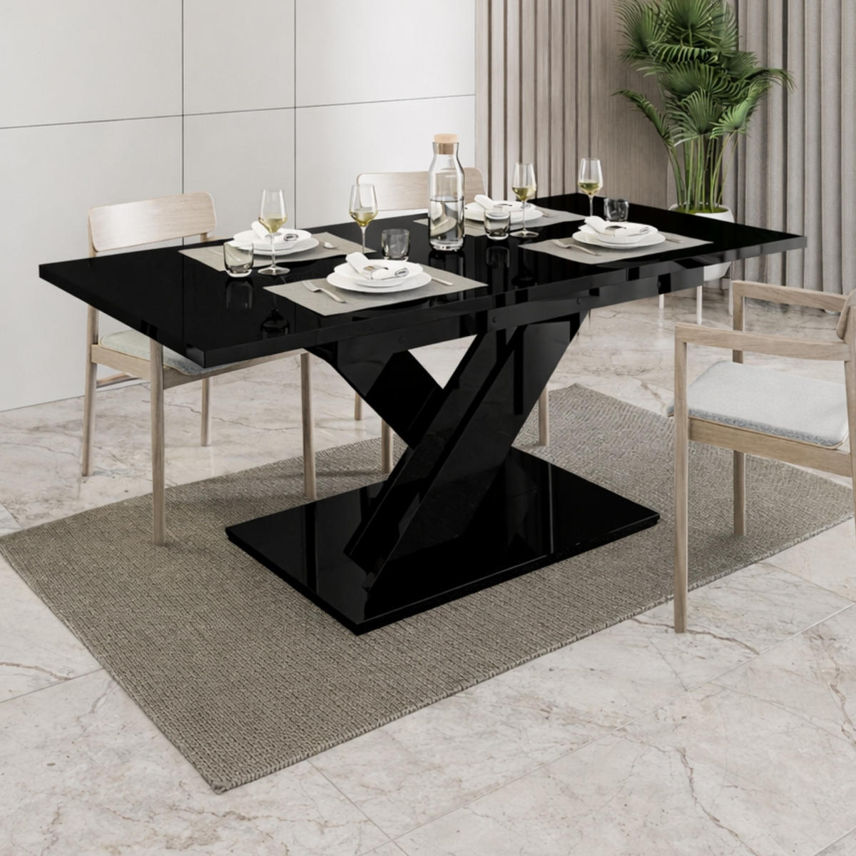 ESSTISCH Schwarz Hochglanz Ausziehbar 140 - 180 cm - Schwarz Hochglanz, Holzwerkstoff (140/80/75cm) - PROSPERO