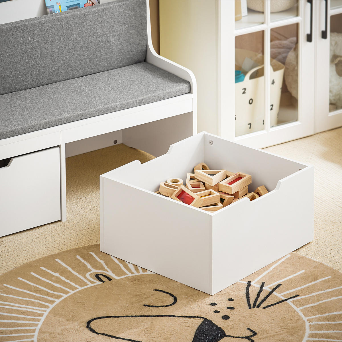 KINDER-SITZBANK Weiß - Weiß, Holzwerkstoff (100/70/45cm) - SoBuy