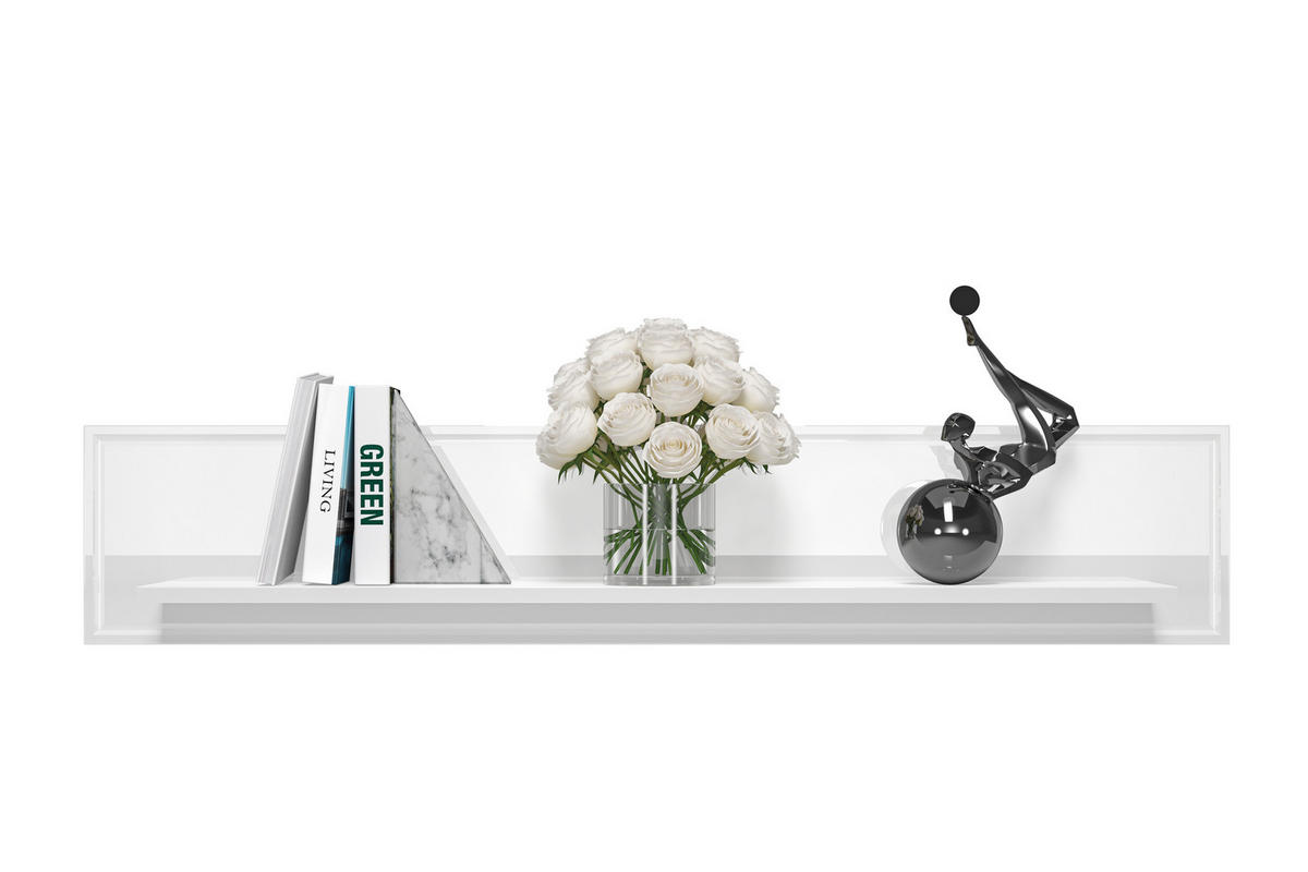 WANDREGAL ISORIA 120 cm, Glas Weiß - Weiß, Holz/Metall (120/23/22cm) - KONSIMO®