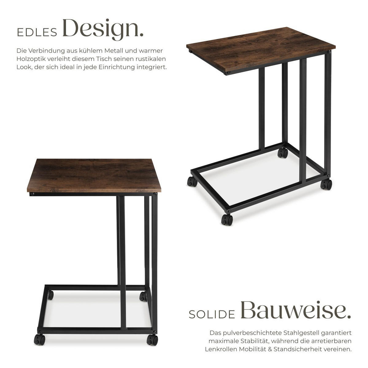 BEISTELLTISCH Luton,48 x 35 x 70 cm,Industrial Holz dunkel, rustikal - Rostfarben, Holz (48/35/70cm) - tectake