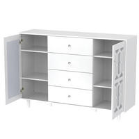 SIDEBOARD in Weiß Kommode mit Kristallgriffen für Wohnzimmer und Esszimmer, B147.5/T40/H102 cm - Weiß, Glas/Holzwerkstoff (147.5/102/40cm) - STILVORA
