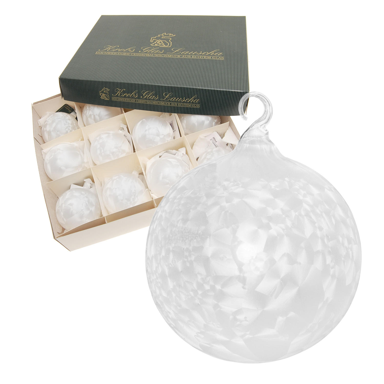 CHRISTBAUMKUGELN Eislack Weiß 6cm (Glas / 12 Stk.) - Weiß, Glas (6/6/6cm) - Krebs Glas Lauscha