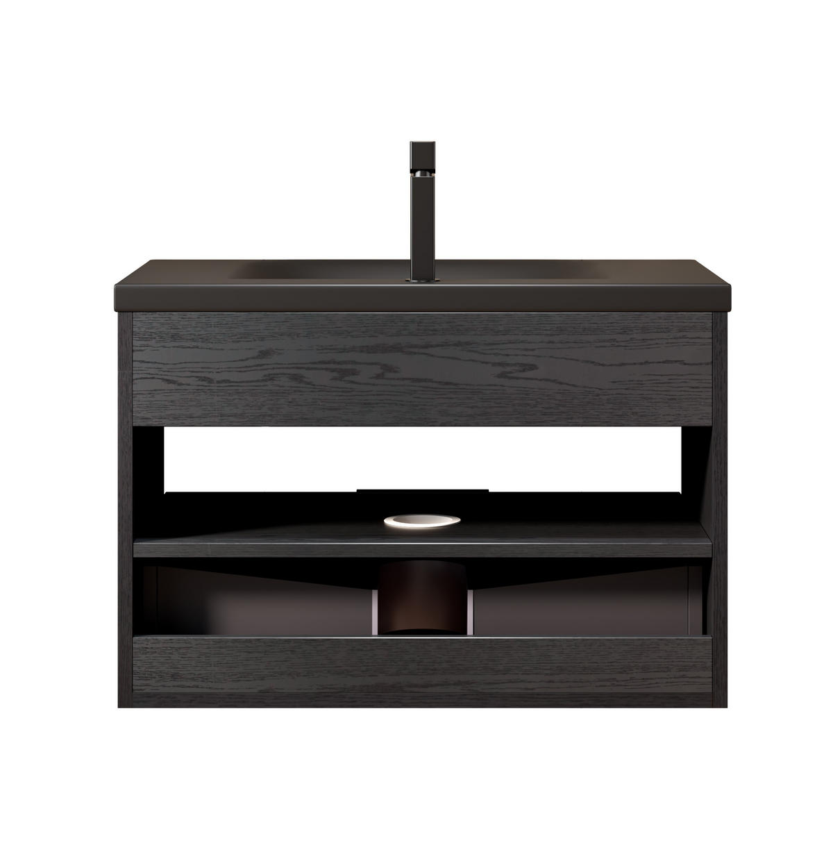 WASCHTISCHUNTERSCHRANK 75 cm Schwarz/Dark Oak - Schwarz, Holzwerkstoff (46.5/51.5/74.5cm) - Beauniv