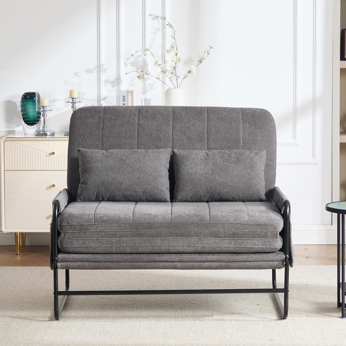 SCHLAFSOFA 2-Sitzer umbaubar mit Metallgestell, DE-42601, Grau - Grau, Metall (104/92/85cm) - ComfortXL