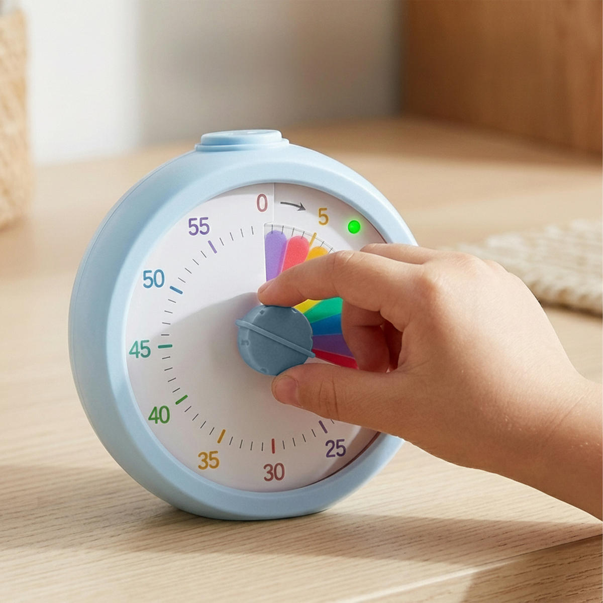 TIMER blå regnbågsmönster 60 min plast - Blå, Plast (9/9.5/4.5cm) - Relaxdays