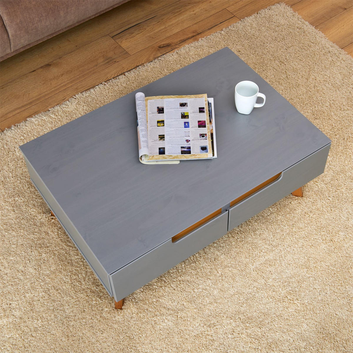 COUCHTISCH TIBOR - Grau, Holz (60/90/36cm) - IDIMEX