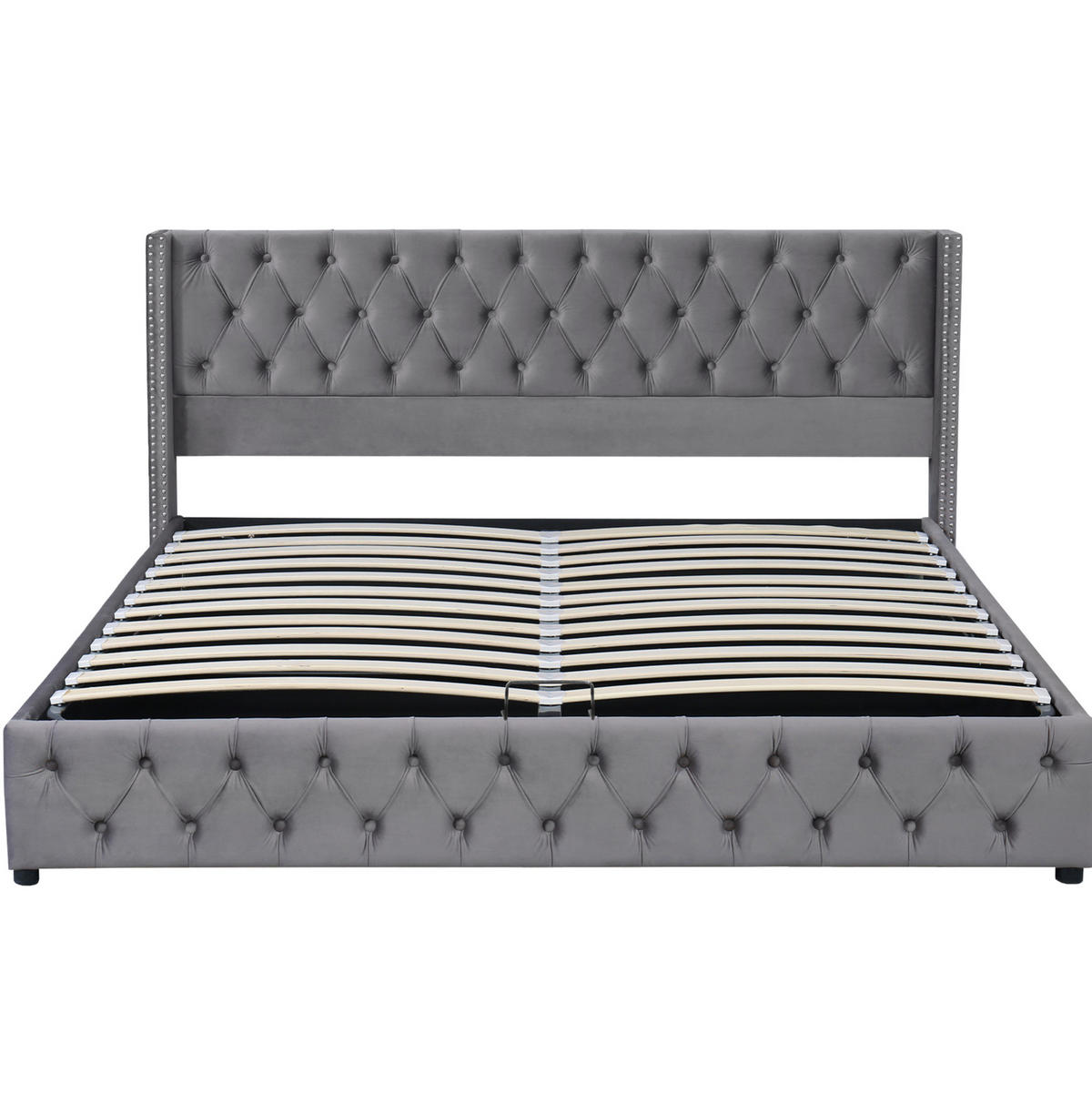 POLSTERBETT mit Bettkasten 180x200 cm Samt Grey - Grau, Metall (180/200cm) - Meubliv