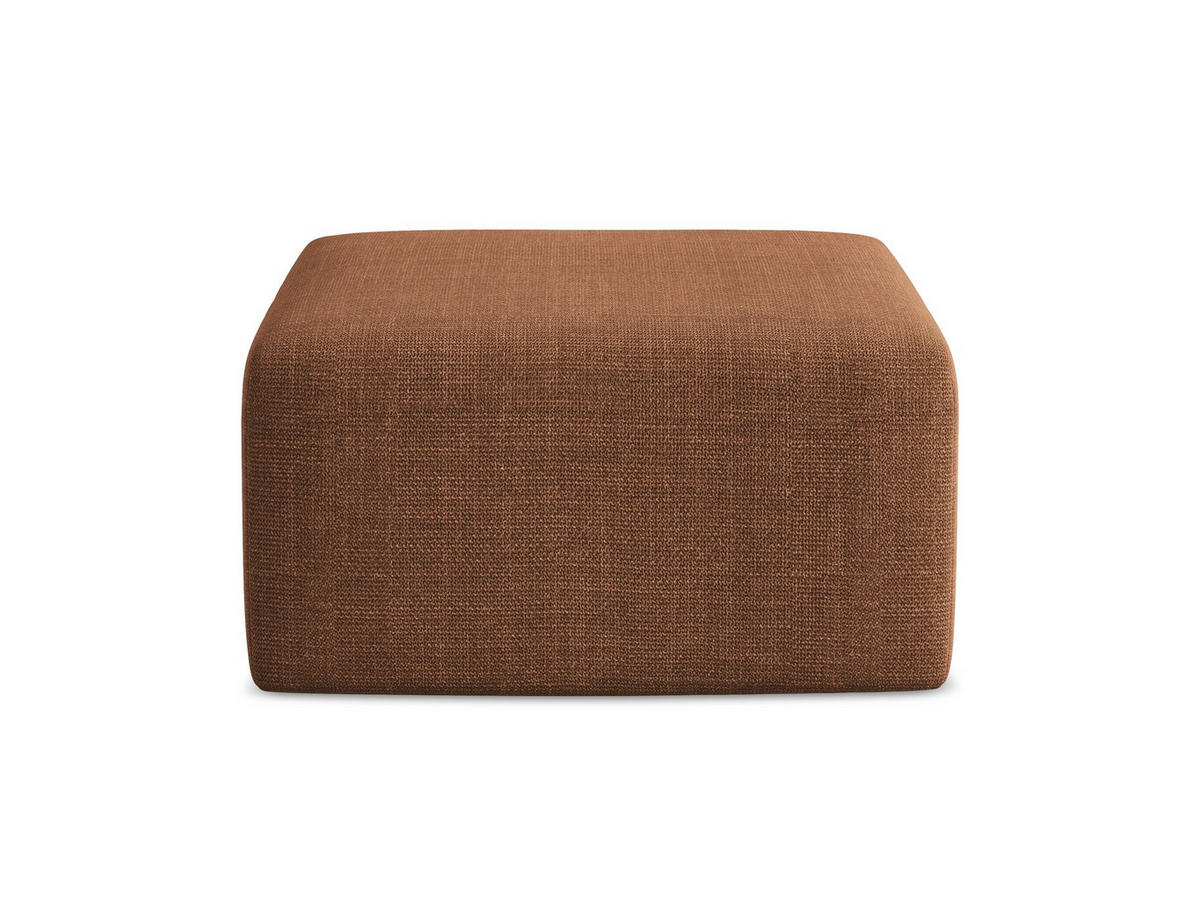 POUF Strukturstoff Orange - Terracotta/Schwarz, Holzwerkstoff/Kunststoff (75/37/75cm) - Makamii