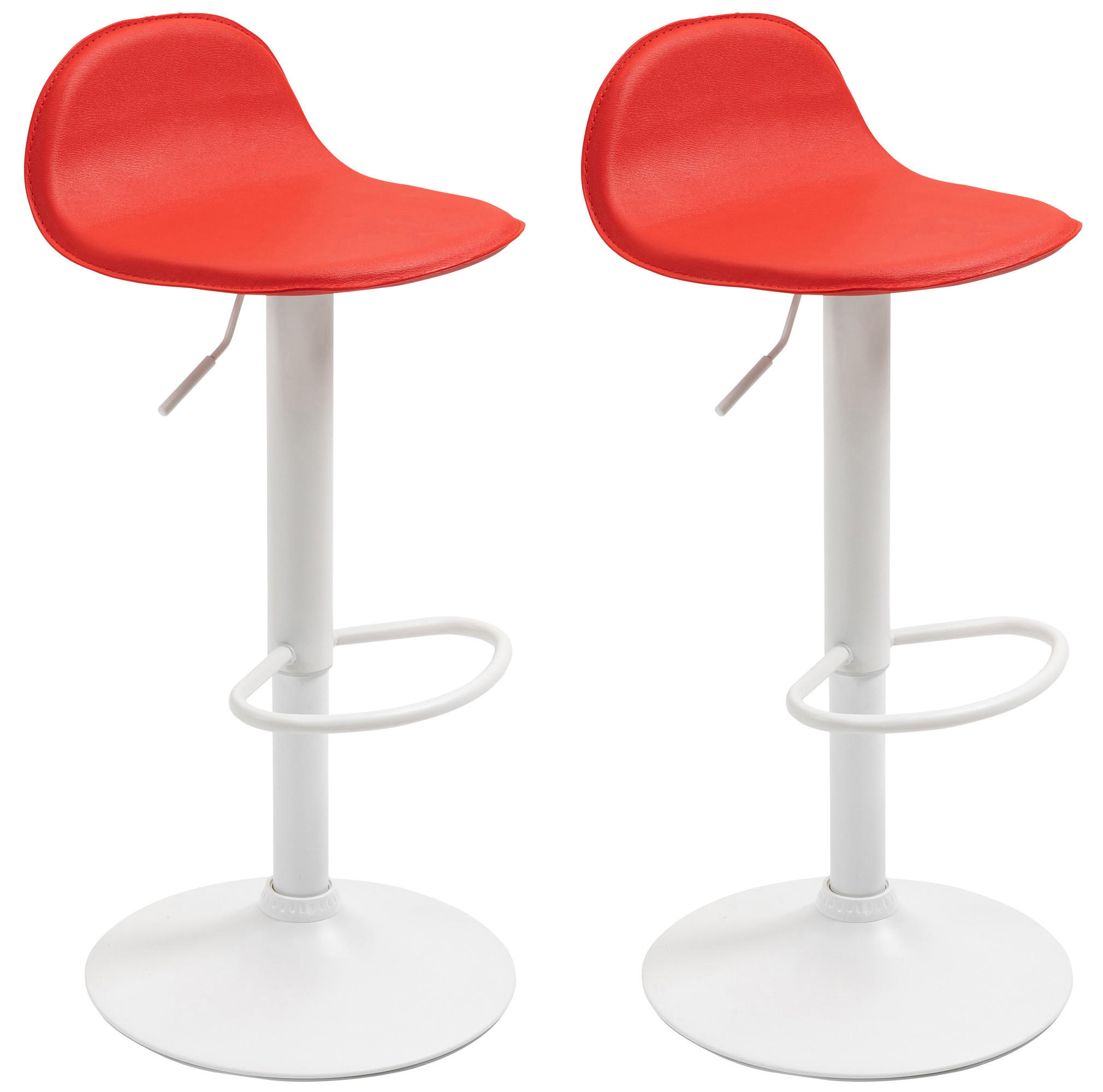 BARHOCKER 2er Set Lederlook rot - Rot/Weiß, Textil/Metall (39/94/41cm) - CLP