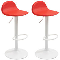 BARHOCKER 2er Set Lederlook rot - Rot/Weiß, Textil/Metall (39/94/41cm) - CLP