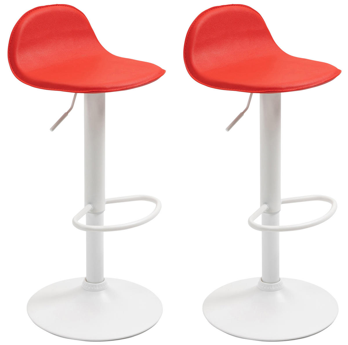 BARHOCKER 2er Set Lederlook rot - Rot/Weiß, Textil/Metall (39/94/41cm) - CLP