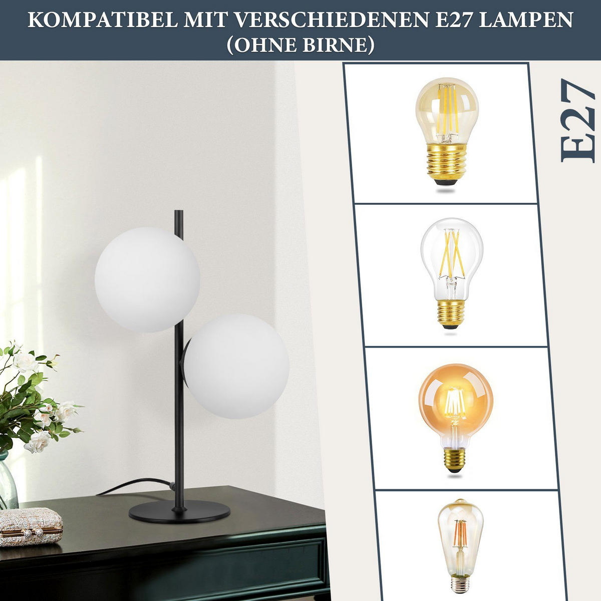TISCHLEUCHTE Oase 21.5/21.5/45 cm - Schwarz, Metall (21.5/21.5/45cm) - Nettlife