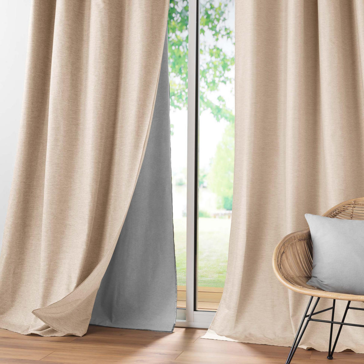 VERDUNKELUNGSVORHANG mit Ösen 140/260 cm - Beige, Textil (140/260cm) - Douceur d´intérieur