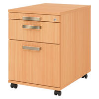 ROLLCONTAINER - mit Hängeregistratur 58/42,8/59 cm in Buchefarben Streifengriff (Kunststoff) - Buchefarben, Holzwerkstoff (42.8/59/58cm) - bümö