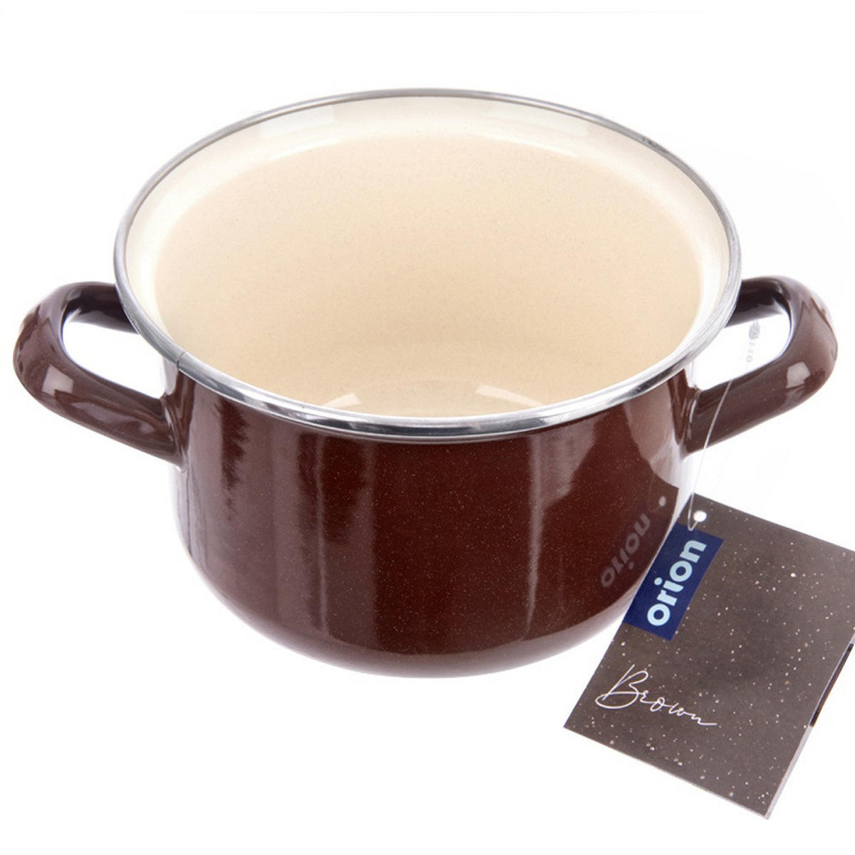 EMAILLIERTOPF Brown mit Griffen braun - Braun, Metall (16cm) - Orion 