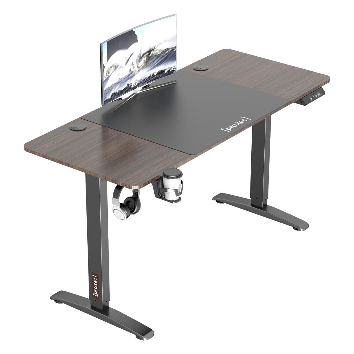COMPUTERTISCH Salinas - Walnussfarben/Schwarz, Holzwerkstoff/Metall (60/140/119cm) - pro.tec
