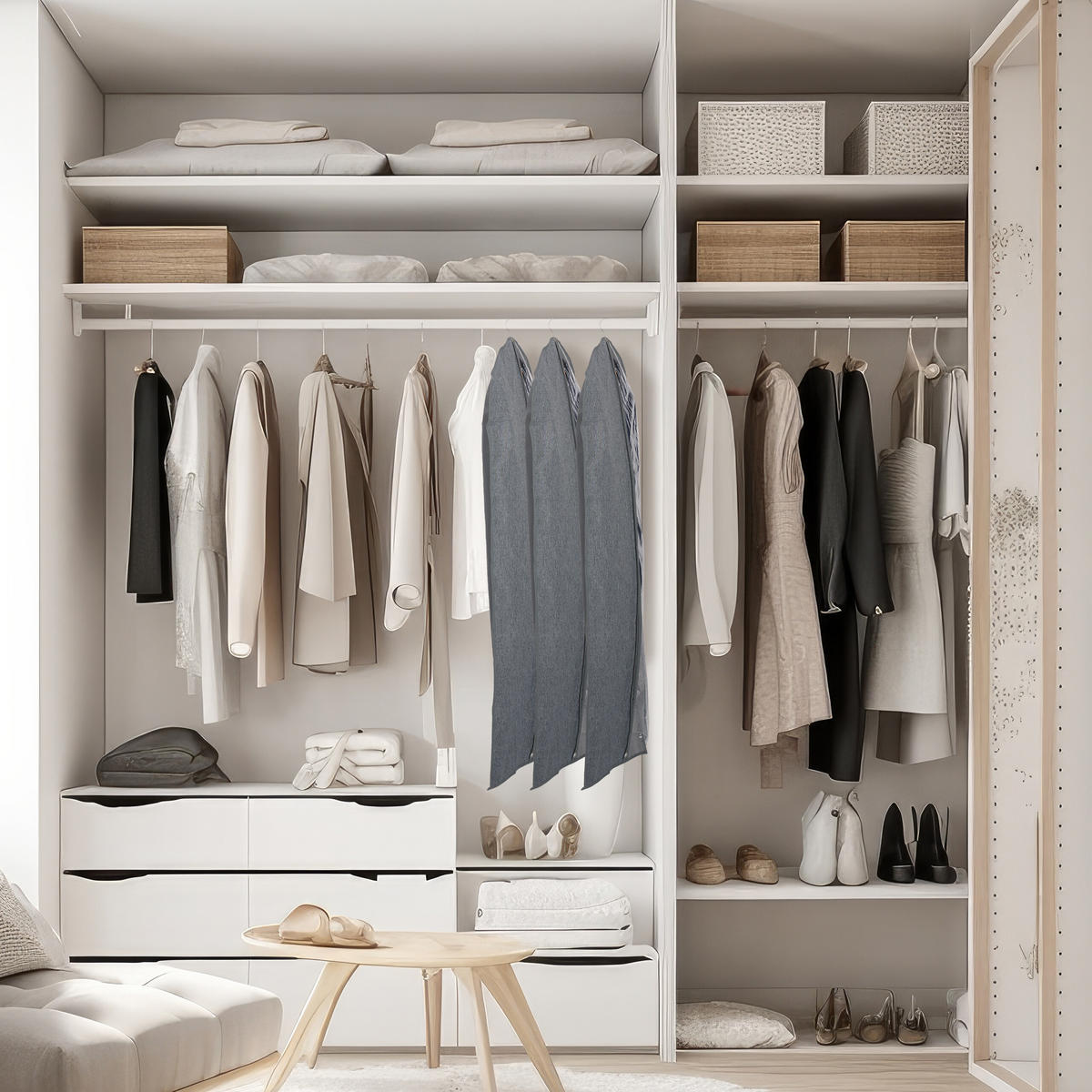 3XKLEIDERSACK - Grau, Kunststoff/Textil (58/135/0.1cm) - Relaxdays