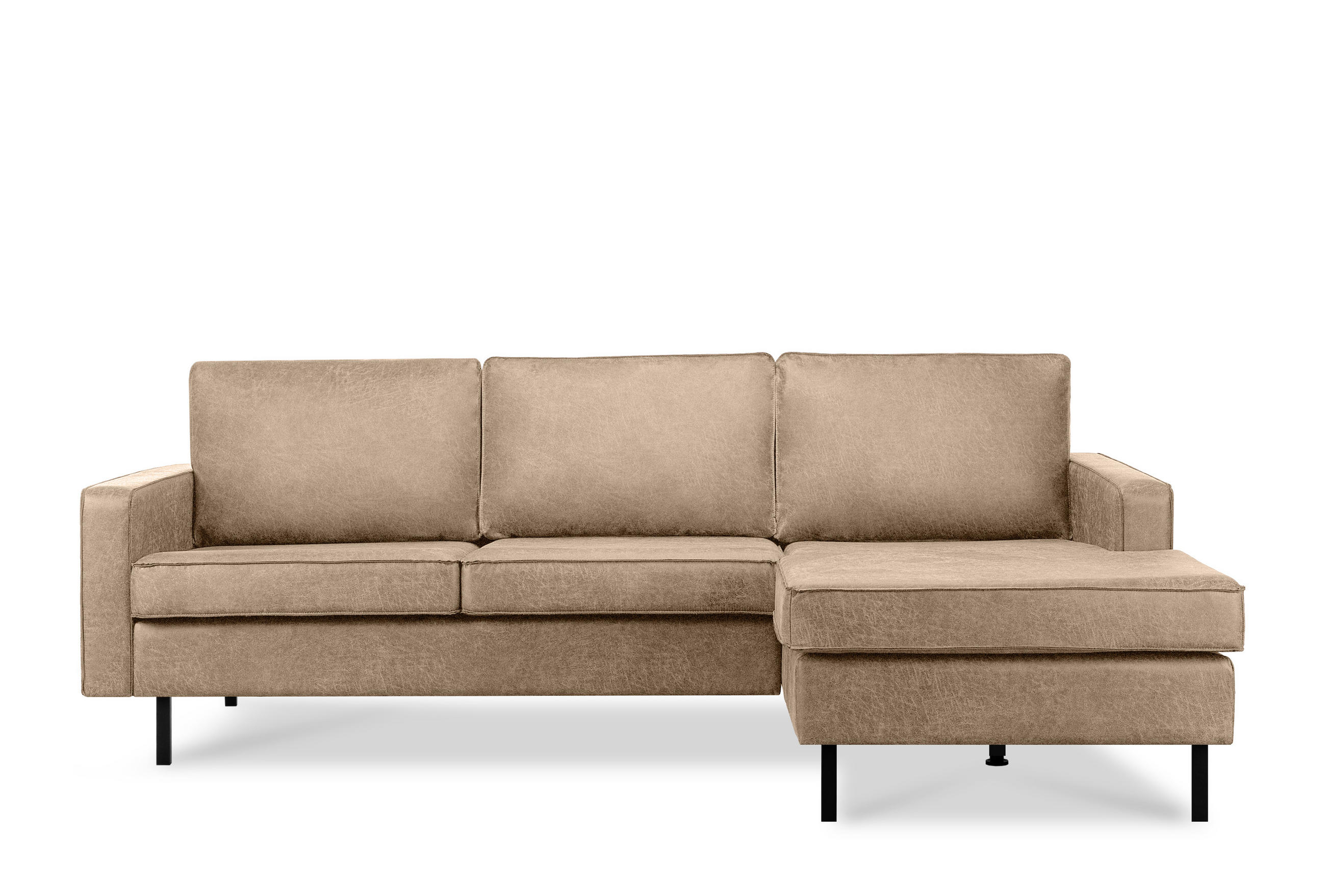 ECKSOFA-RECHTS INVIA mit Armlehnen vintage, Lederoptik-Stoff, beige - Beige/Schwarz, Textil (234/160cm) - KONSIMO®