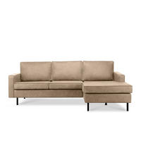 ECKSOFA-RECHTS INVIA mit Armlehnen vintage, Lederoptik-Stoff, beige - Beige/Schwarz, Textil (234/160cm) - KONSIMO®