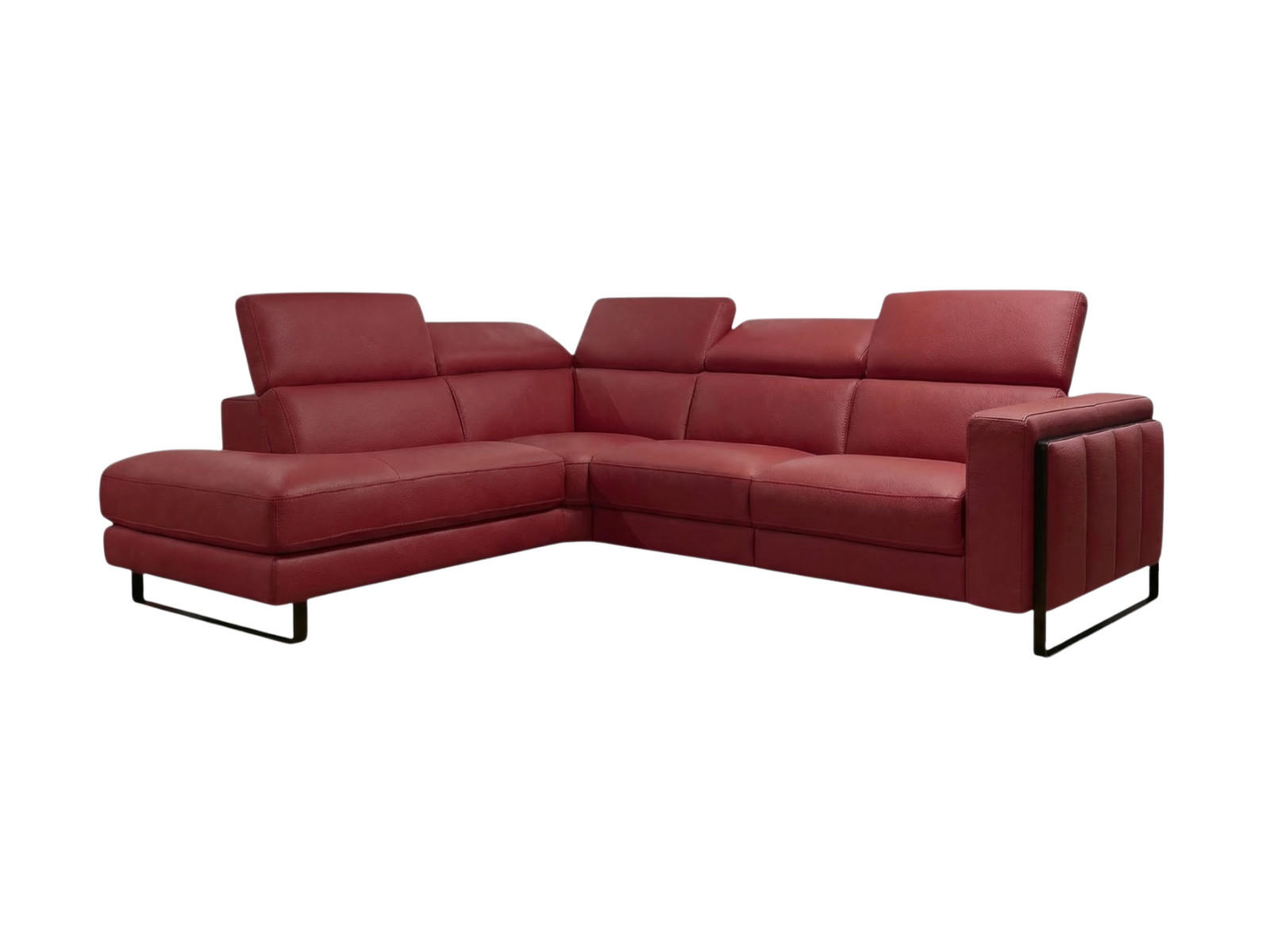 ECKSOFA Marchesi Echtleder Rot - Rot, Leder/Metall (220/80/257cm)