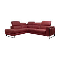 ECKSOFA Marchesi Echtleder Rot - Rot, Leder/Metall (220/80/257cm)