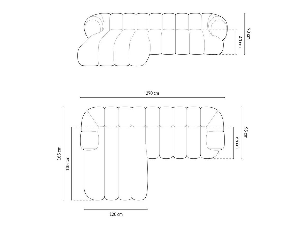 ECKSOFA Koge aus Chenille-Stoff marineblau 5 Sitzplätze - Blau, Textil (165/270cm) - Cosmopolitan Design