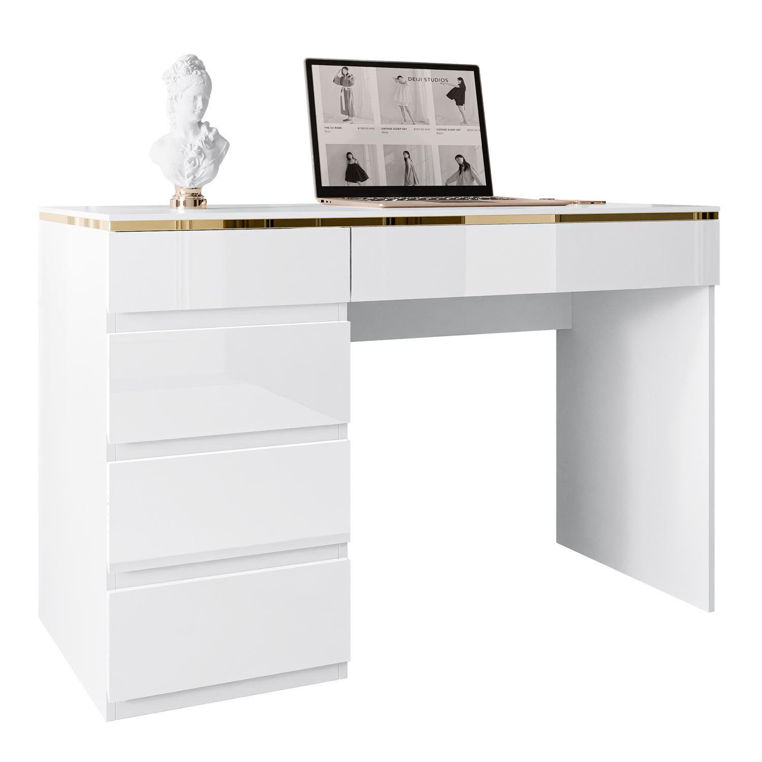 Lookway Schreibtisch Weiß Hochglanz 55x78x120 cm
