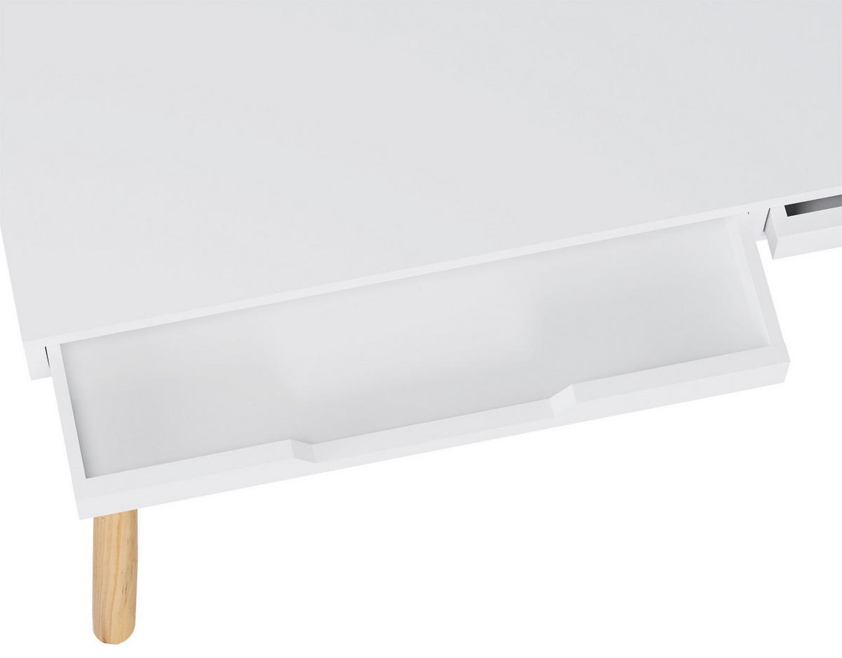 SCHREIBTISCH 110/60/75 cm Holz weiß - Eukalyptusholzfarben/Weiß, Holz (60/110/75cm) - CLP