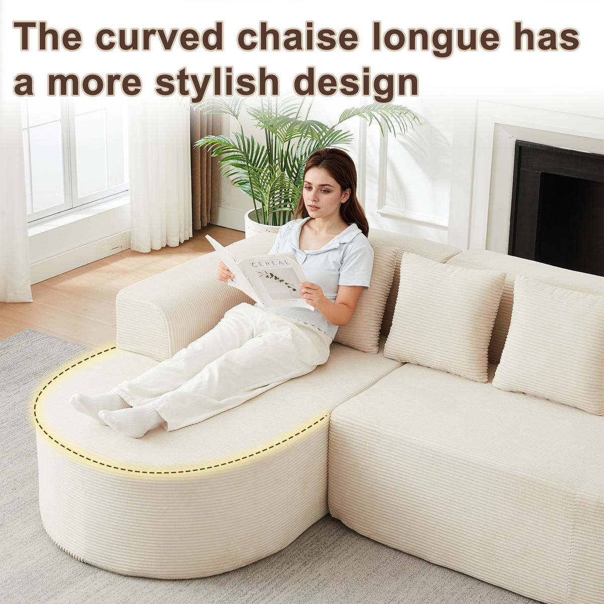 ECKSOFA 220/155/70 cm Beige Cord mit 3 Kissen, Linke Seite - Beige, Textil (220/155cm) - Oxeza