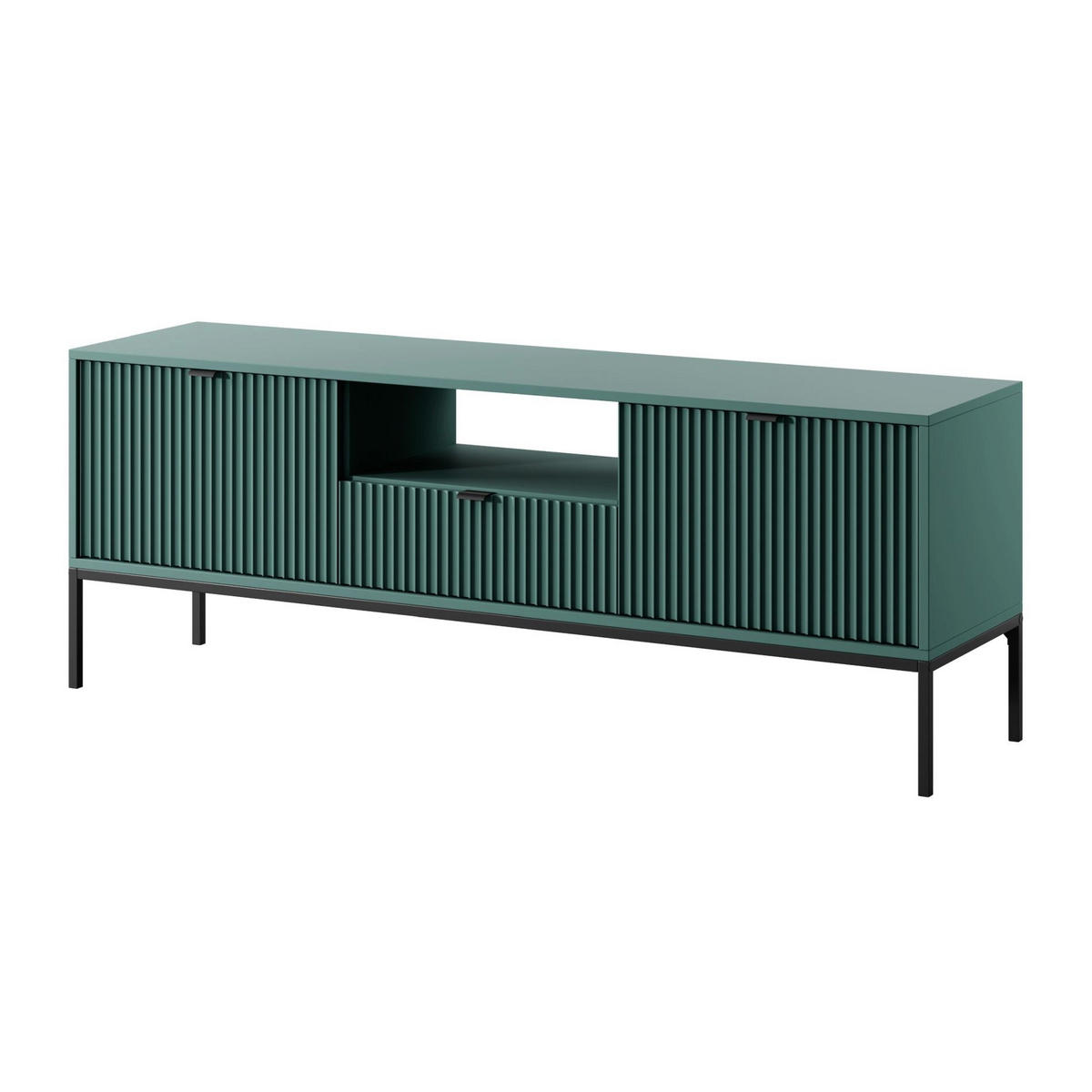 TV stolík Vellore Zelený 154/56/39 cm - čierna/zelená, kov/kompozitné drevo (154/56/39cm) - Selsey
