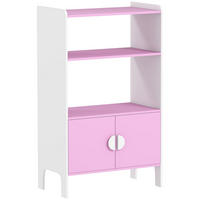 BÜCHERREGAL Kinderregal mit 2 Ablagen und 2 Schranktüren - Weiß/Rosa, Holzwerkstoff (35/100/60cm) - AIYAPLAY