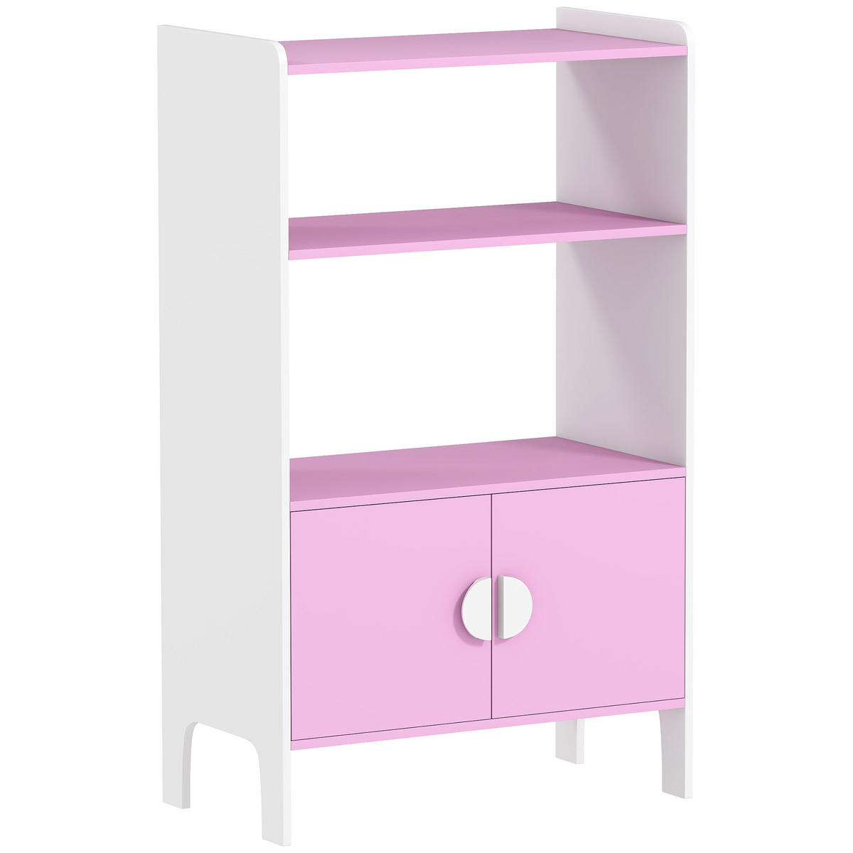 BÜCHERREGAL Kinderregal mit 2 Ablagen und 2 Schranktüren - Weiß/Rosa, Holzwerkstoff (35/100/60cm) - AIYAPLAY