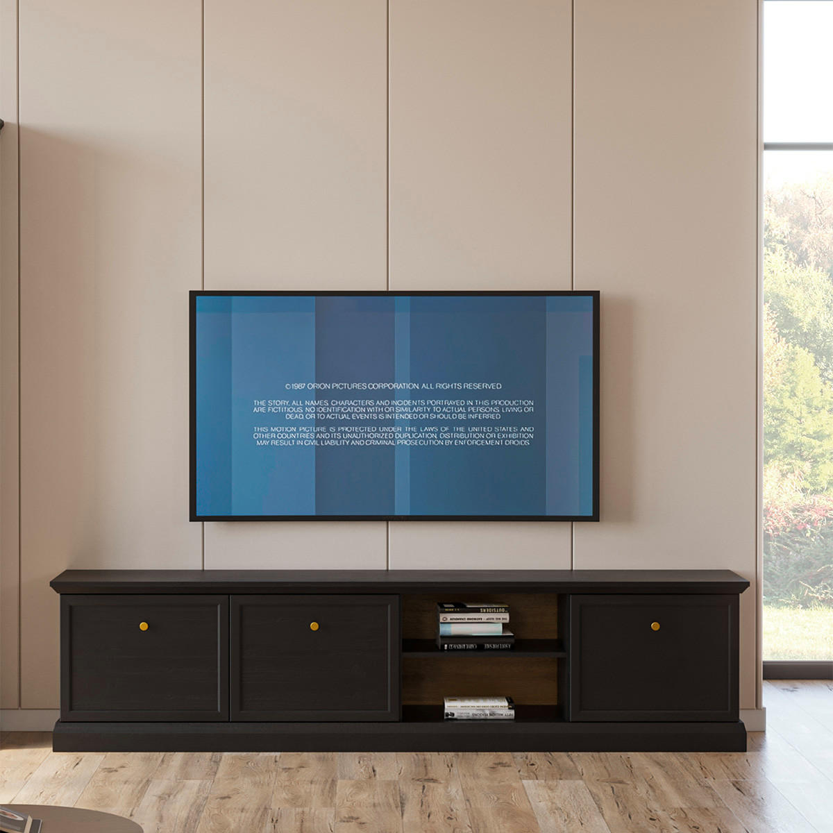 TV-MÖBEL Toja Anthrazitfarbenes Holz - Braun, Holzwerkstoff (206.2/51.1/39.5cm) - Petits-meubles