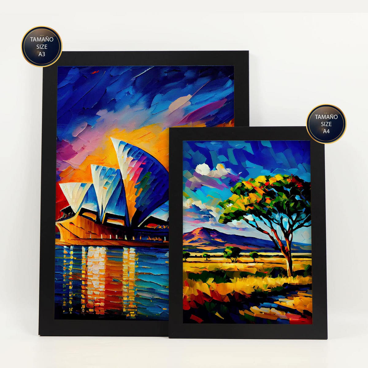 POSTER Set Mit 6 Erhöht Im Ölgemälde Stil A3 & A4 Rahmenlos - Klar, Papier (29/3cm) - Nacnic