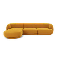 ECKSOFA links Miley aus Samt gelb 4 Sitzplätze - Gelb, Textil (156/255cm) - Micadoni