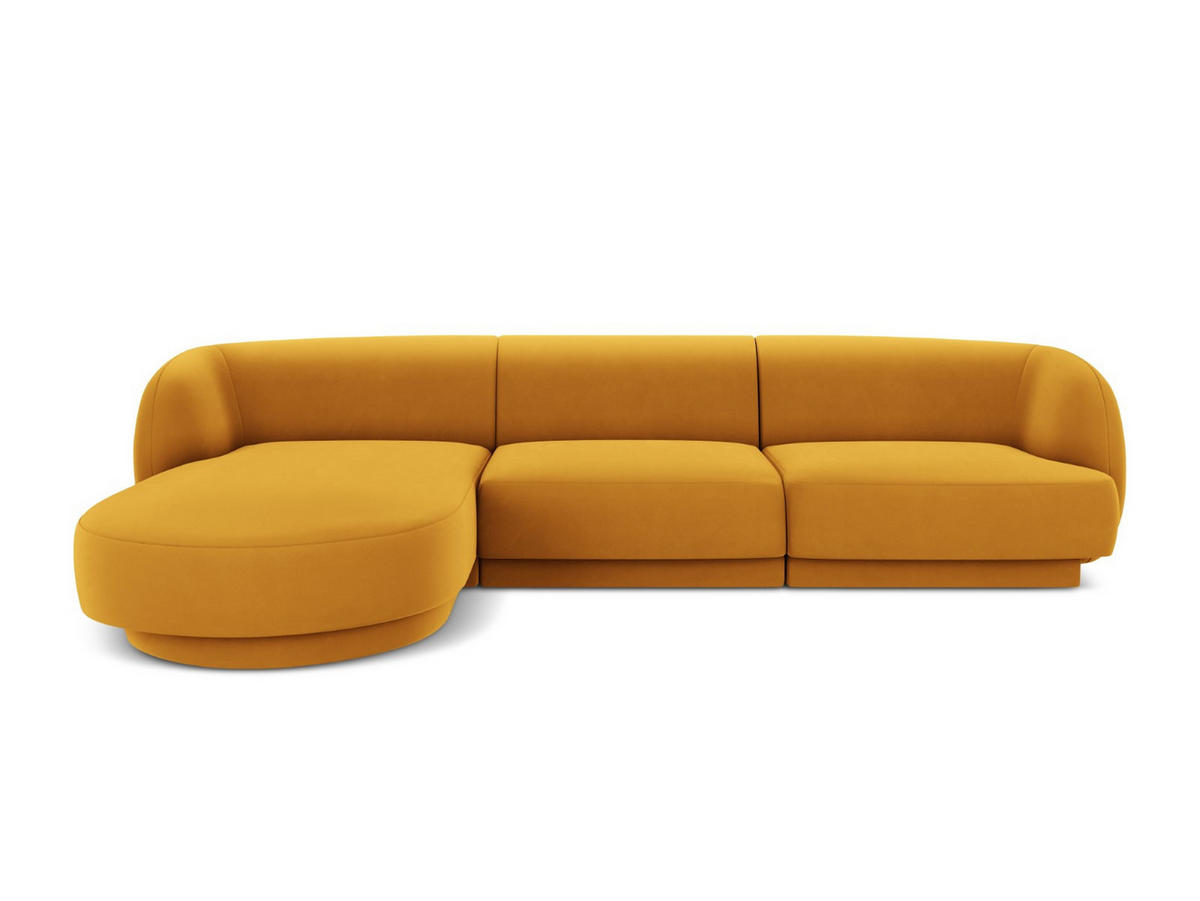 ECKSOFA links Miley aus Samt gelb 4 Sitzplätze - Gelb, Textil (156/255cm) - Micadoni