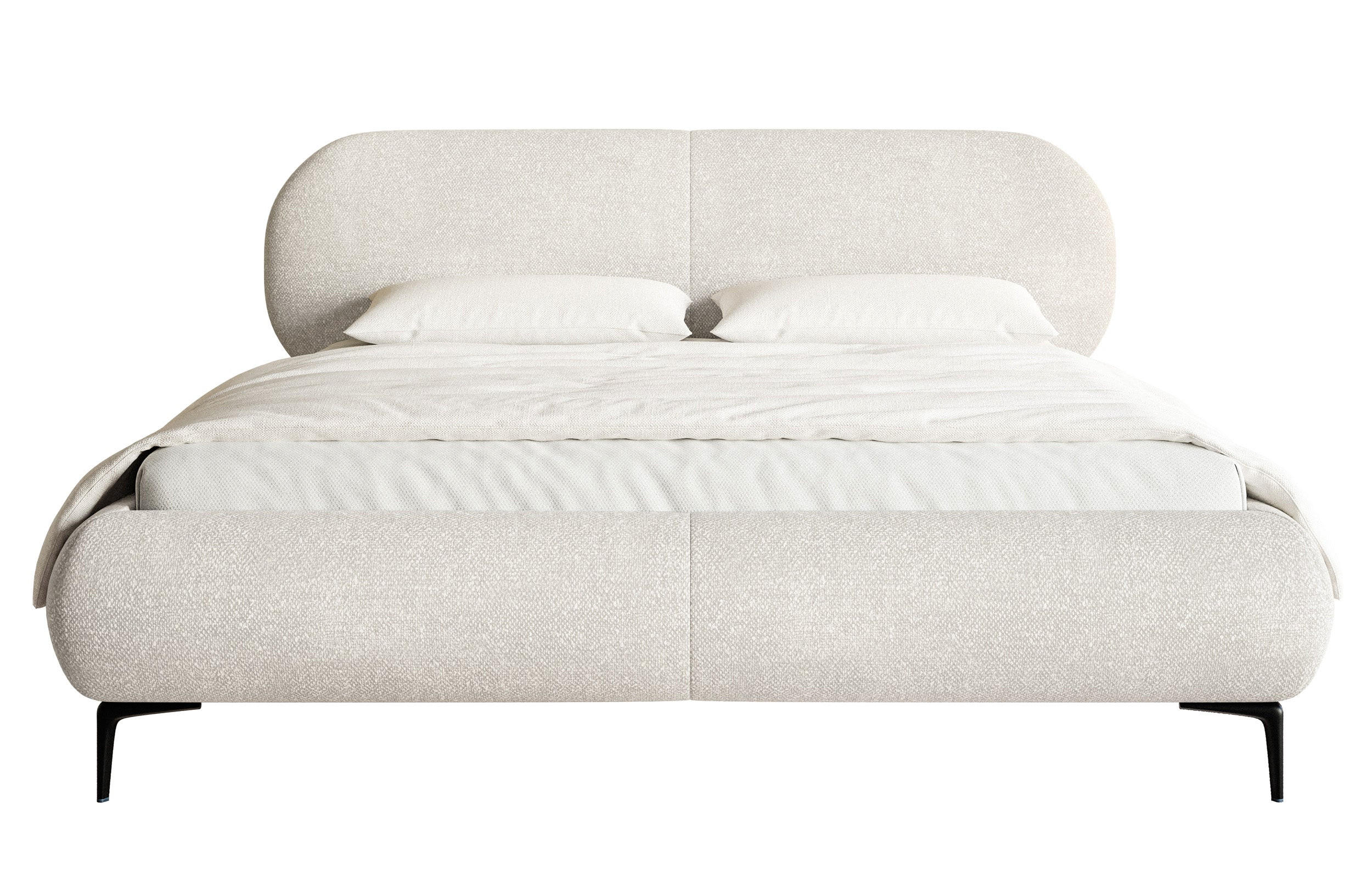 POLSTERBETT Ovalle Cremeweiß mit schwarzen Metallbeinen 160 cm - Creme/Schwarz, Textil/Metall (160/200cm) - Selsey