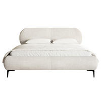 POLSTERBETT Ovalle Cremeweiß mit schwarzen Metallbeinen 140 cm - Creme/Schwarz, Textil/Metall (140/200cm) - Selsey