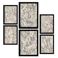 POSTER Set Mit 6 Ruffenrahmen 1 In Blume Zusammenfassung Ästhetische Dekorative Gemälde Für Ihr Wohnzimmer Zuhause A3 & A4 Schwarzer Rahmen - Schwarz, Papier (29/3cm) - Nacnic