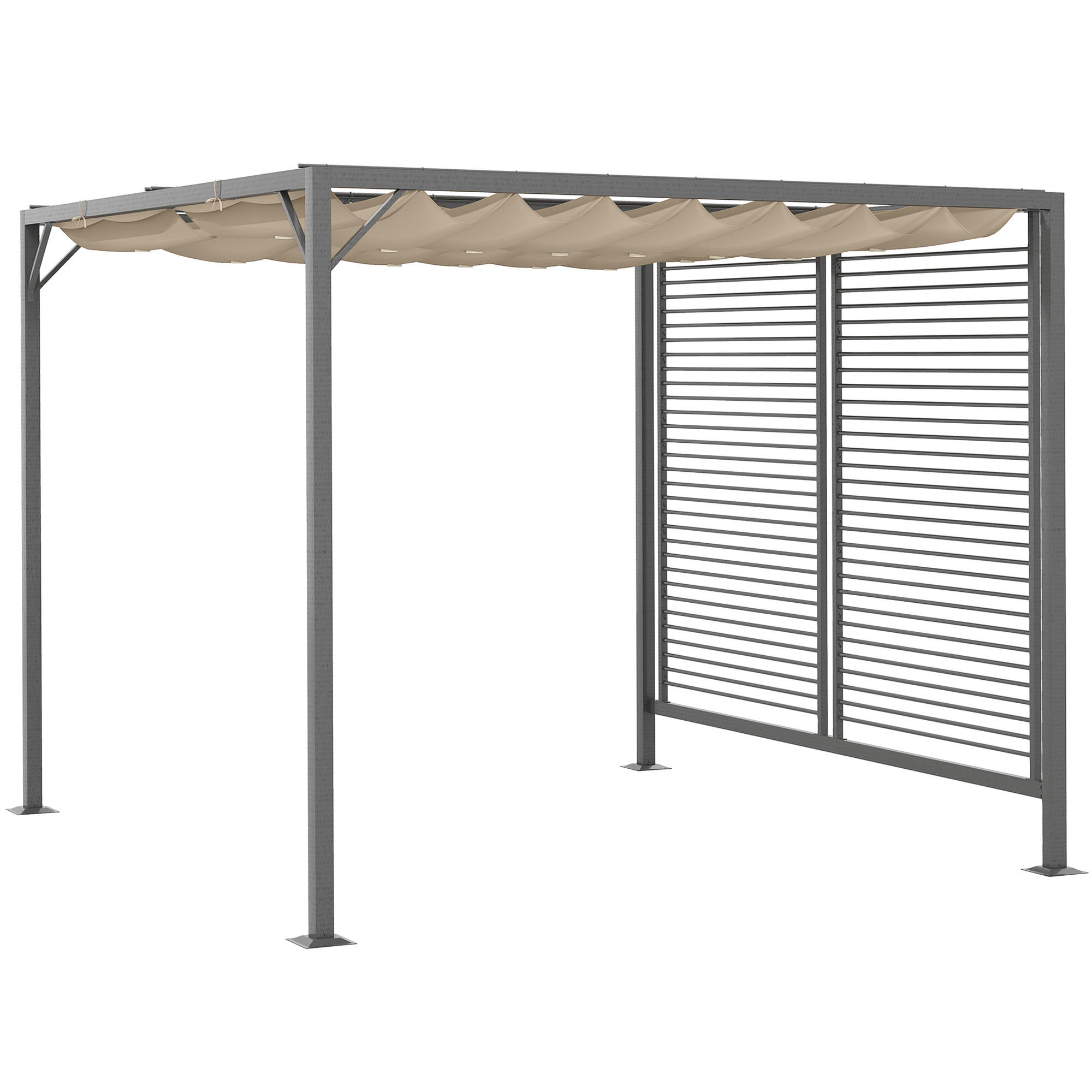 PAVILLON, Pergola, Polyester, Beige - Dunkelgrau/Beige, Kunststoff/Metall (280/238/300cm) - Outsunny